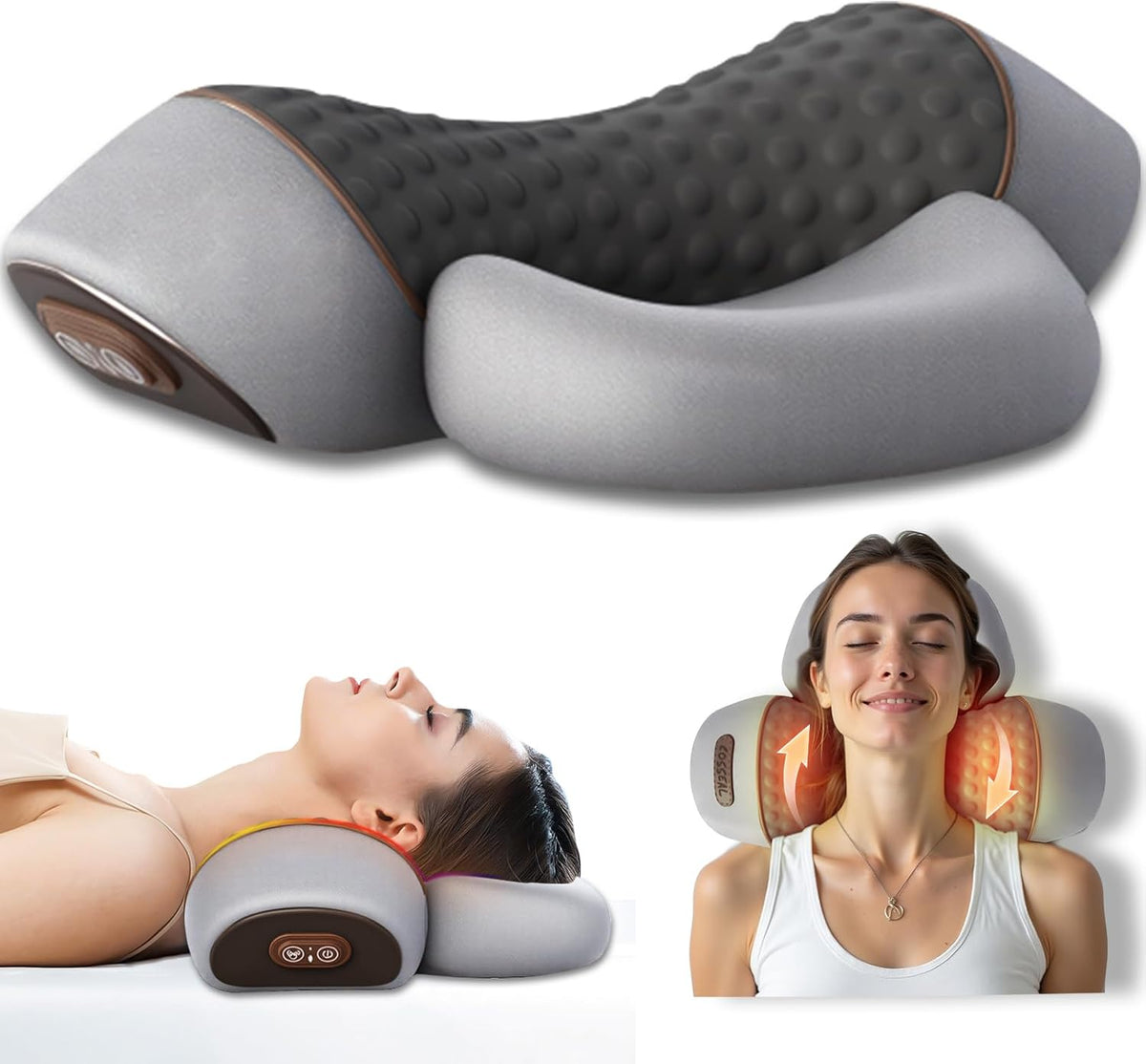 Electric neck massager pillow cervical stretcher for neck relaxation
Electric cervical neck massager pillow for soothing neck tension
Neck massager pillow with cervical stretching support
Electric neck stretcher pillow designed for neck and shoulder relaxation
Cervical massager pillow for relaxing tired neck muscles
Electric neck massage pillow for home relaxation and comfort
Cervical neck support massager pillow for everyday relaxation
Electric neck massager and cervical stretcher pillow in use
Neck and sh